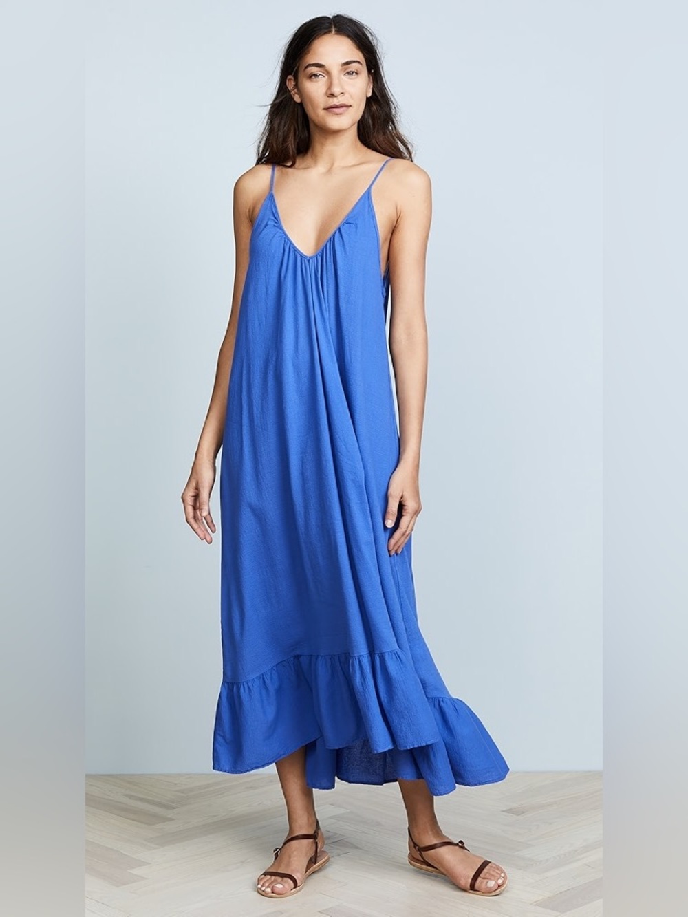 9Seed Paloma Ruffle Maxi Dress in Blueberry, One Size!